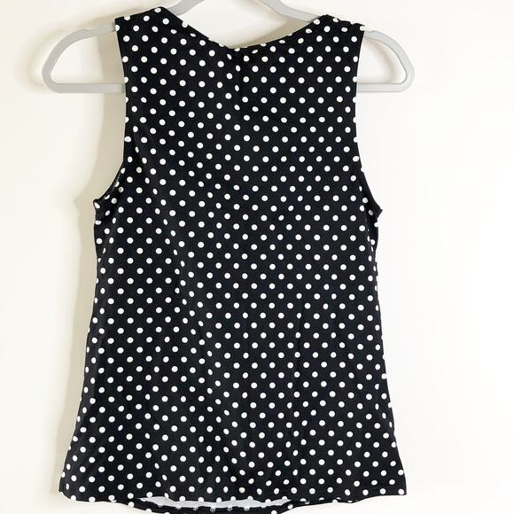 Lands End Womens Swim Top Tankini Size 8 High Neck Polka Dot Black White NEW!! - Picture 2 of 5